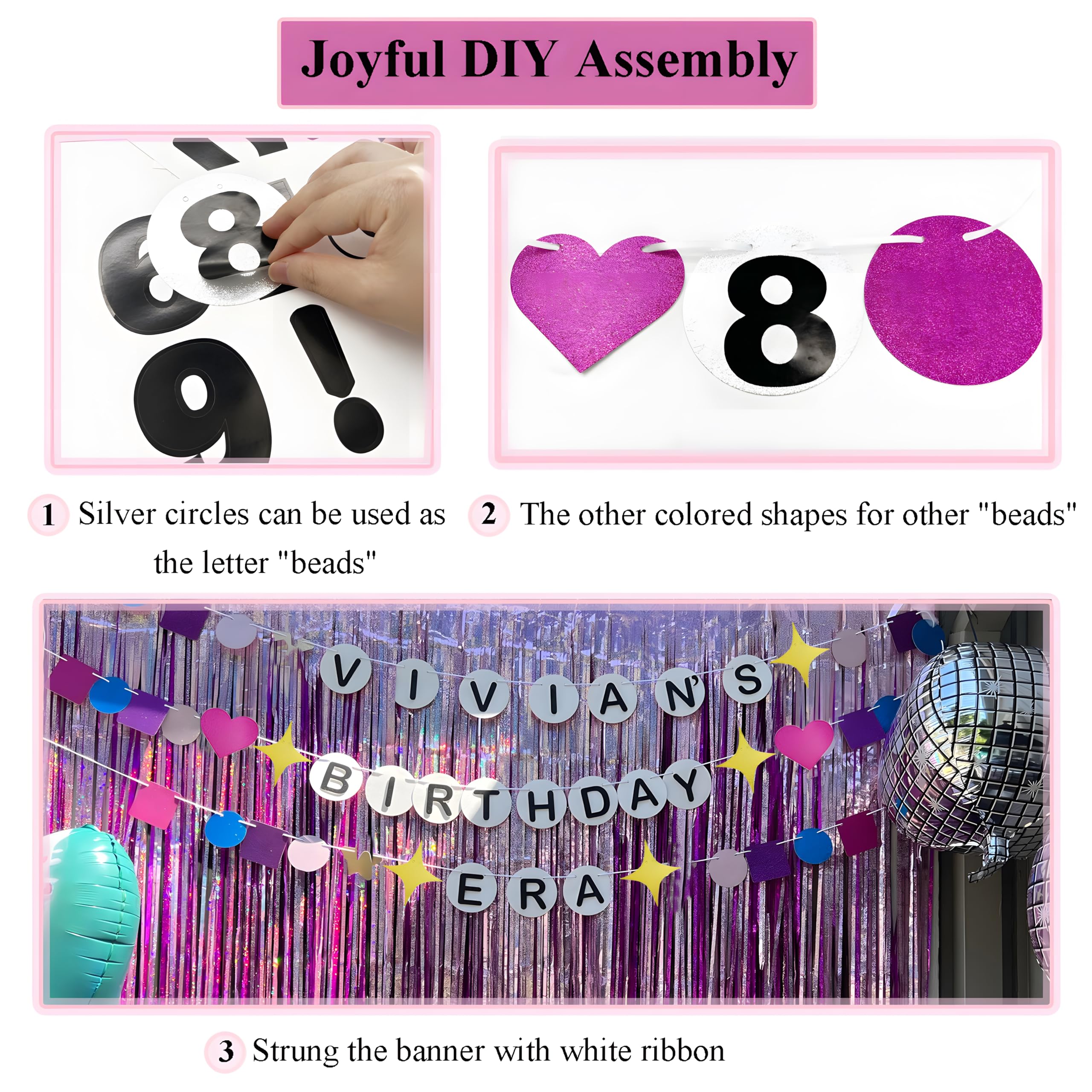 156 Pcs Custom Name Age Numbers 0 to 9 Friendship Bracelet Birthday Banner,in My Birthday Era Personalized Banner for Popular Birthday Decorations Happy Birth-tay Decorations Graduation Decorations