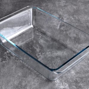 Deep Clear Glass Baking Dish, Rectangular Tempered Glass Baking Pan, The Largest casserole dish. -5.4 Liter