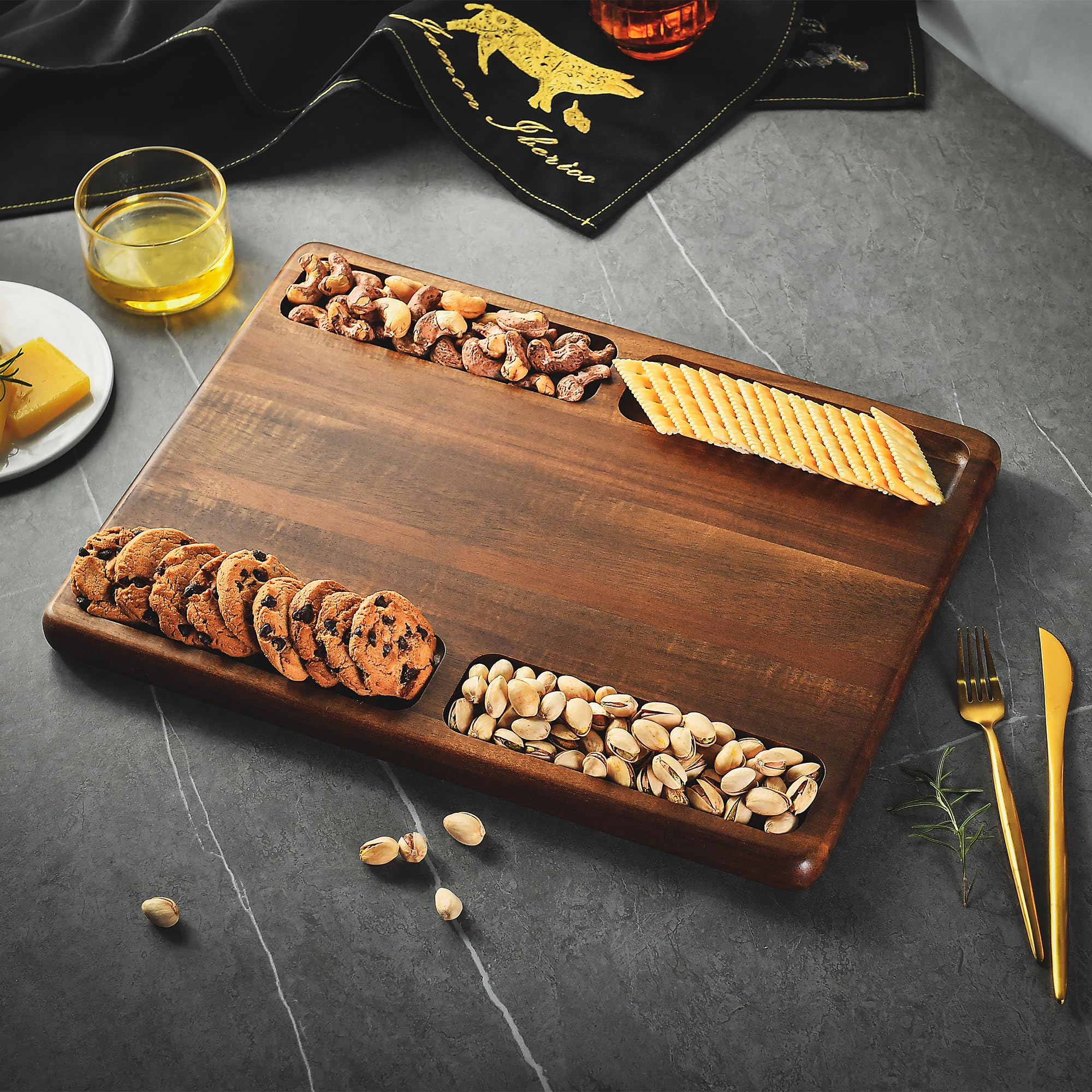 Shanik Premium Charcuterie Board -Cheese and Meat Board, Double-Sided Serving Tray and Cutting Board