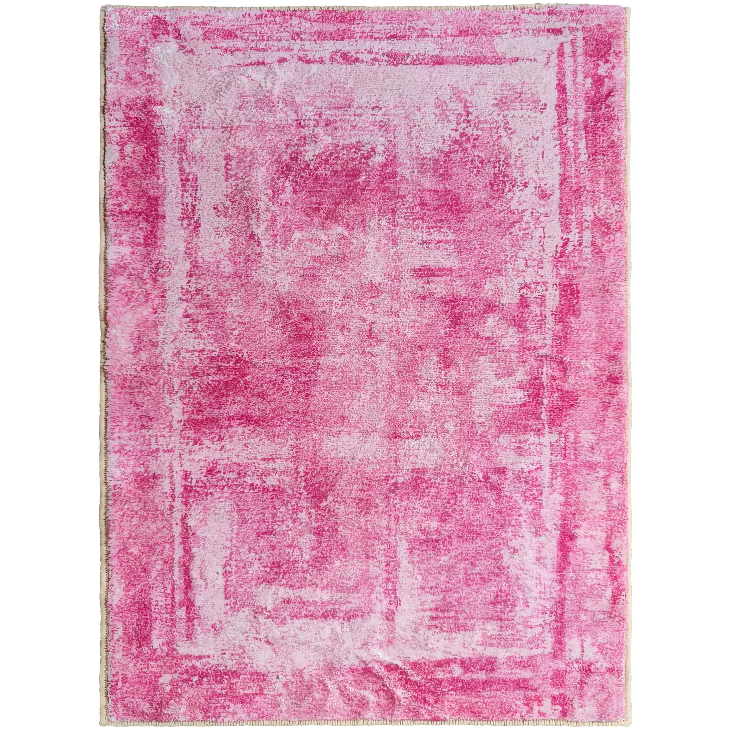 Hudson Comfort Living Room Area Rug – Faux Rabbit Rug for Bedroom, Nursery, Office – Machine Washable & Pet-Friendly Rugs - Super Soft 8mm Pile Height with Anti-Slip TPR Backing (Pink, 5x7)