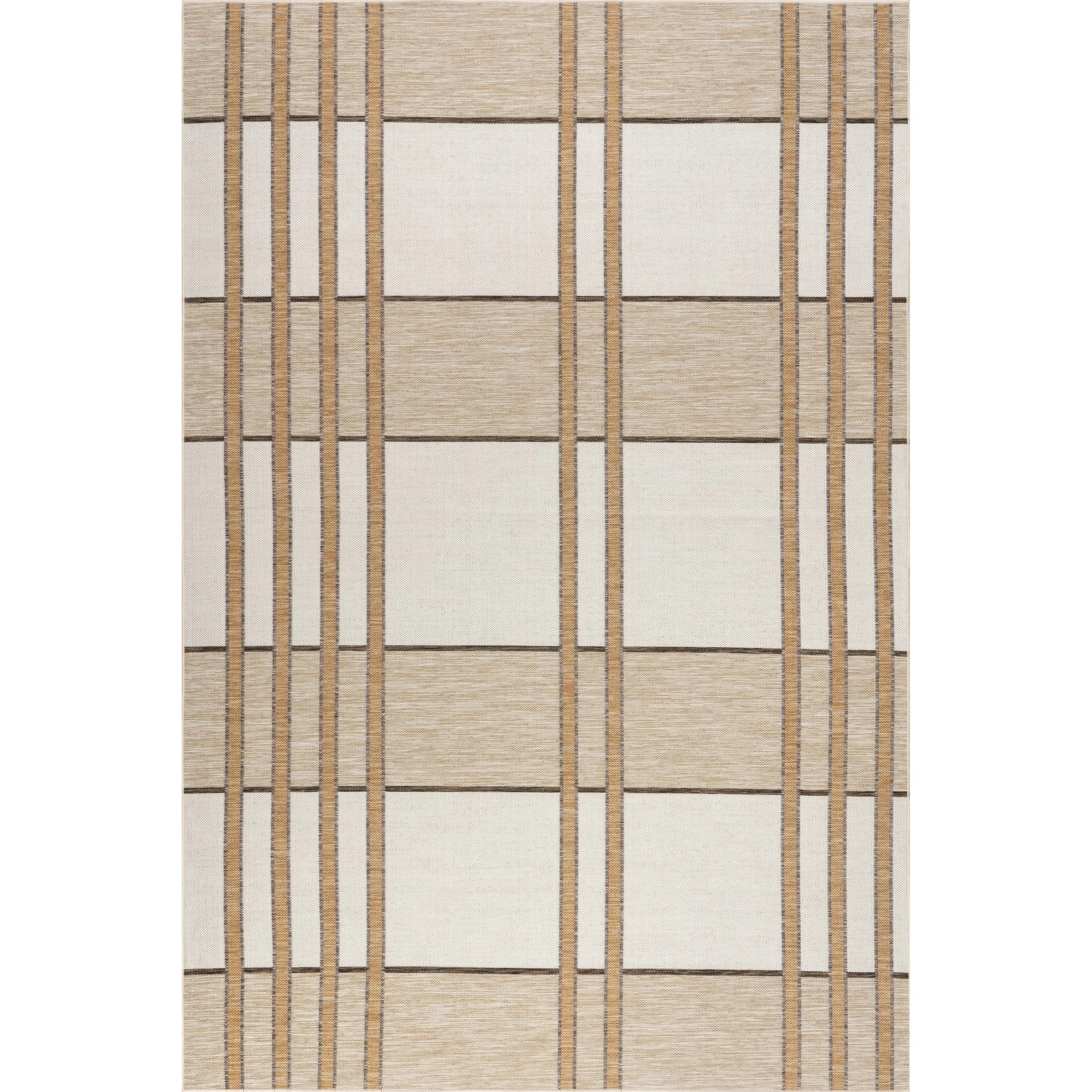 nuLOOM 7' x 9' Upgraded Performance Outdoor Area Rug, Stain Resistant, Durable, Modern, Patio, Balcony, Living Room, Dining Room, Damsel Beige