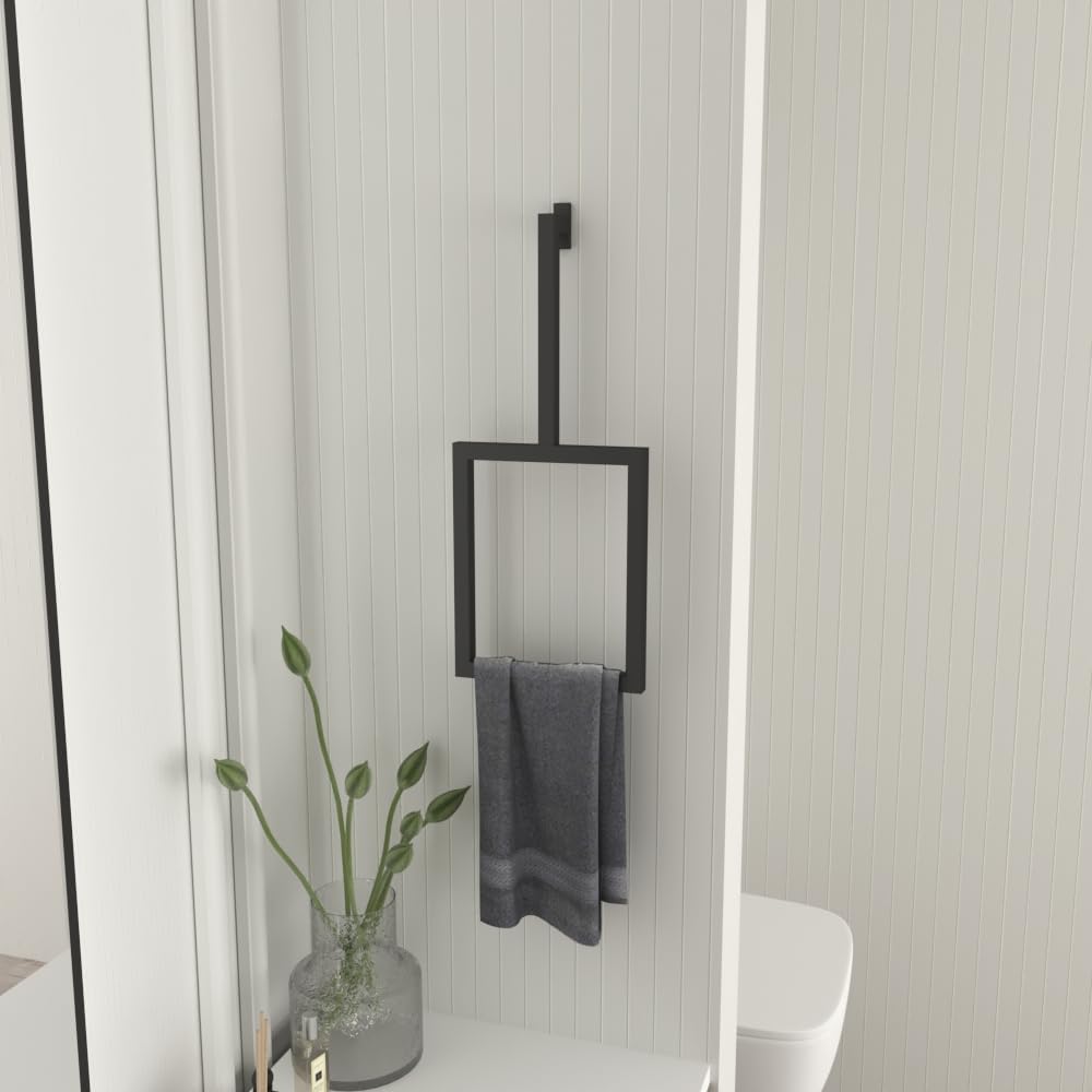 Unique Vertical Towel Rack Wall Mounted for Bathroom, Metal Square Towel Holder, Modern Hand Towel Ring, Elegant Bathroom and Kitchen Decor, Space-Saving Towel Hanger (Medium (24"x11"x3") - 1 pcs)