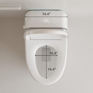 AmpleCharmic Smart Toilet with Bidet Built in, Elongated Intelligent One Piece Bathroom Toilets with Heated Bidet Seat, Warm Water/Pre-wetting/Off-seat Auto Flush/Wireless Remote Control, LED Display