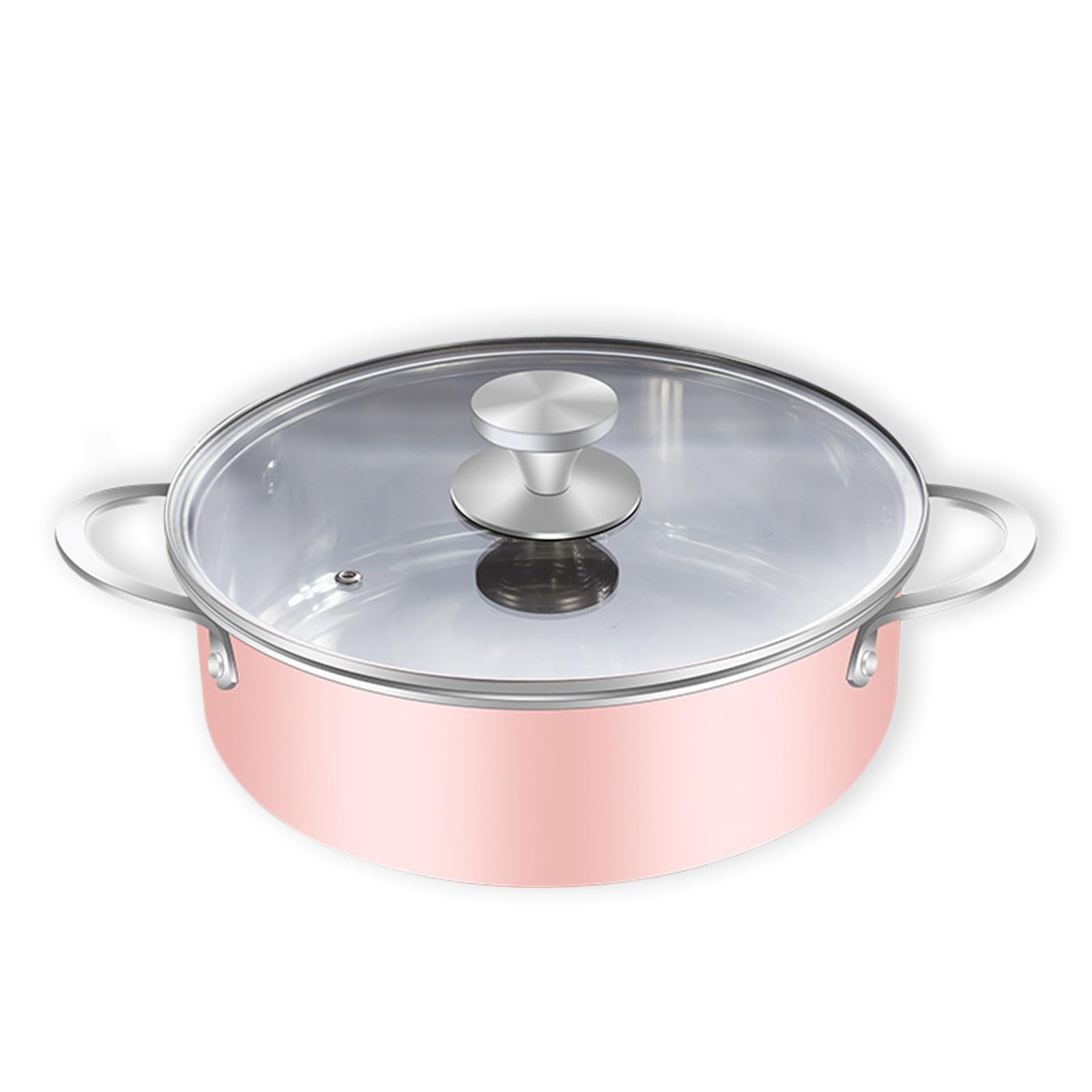 Tauvirboff Cooking Pot with Lid, 7 Quart Non Stick Pink Stainless Steel Pot with Glass Lid, Large Capacity Nonstick Stock Pot Dual Handle Soup Pot Pasta Pot Suitable for All Stoves, PFOA Free (Pink)