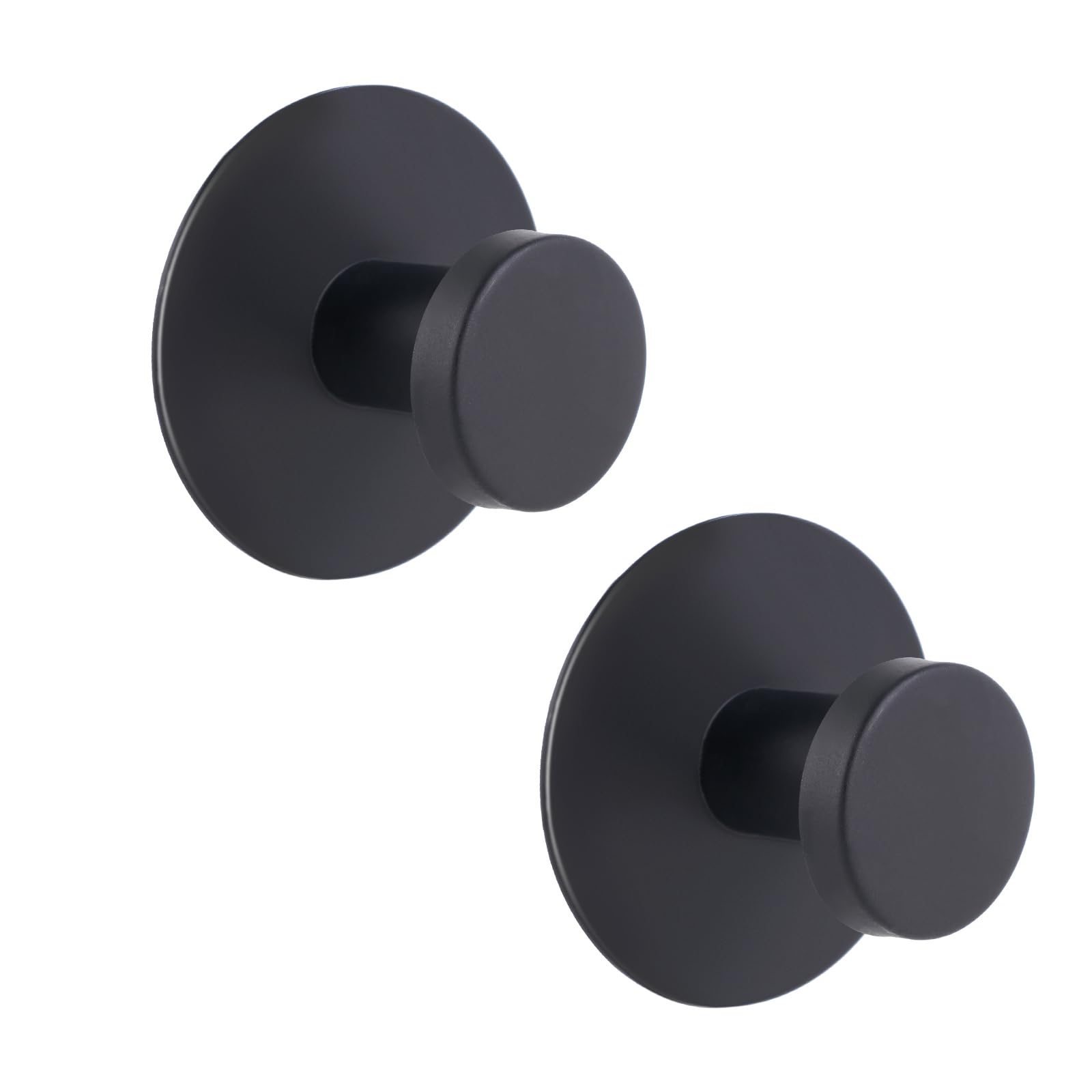 2 Pack Bathroom Wall Towel Hooks - Super Strong Stainless Steel, Supports up to 12LB, Wall Coat Hooks for Kitchen, Adhesive Door Holder Hanger Shower Accessories, Matte Black Heavy Duty