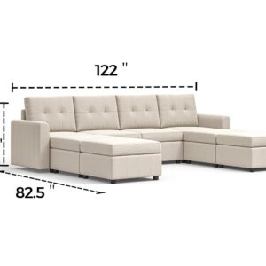 LINSY HOME Oversized Modular Sofa, Rubik III 4 Seat Modular Sectional Couch with 4 Ottomans, U Shaped Sleeper Sofa with Storage, All Covers Changeable Washable, Dark Grey