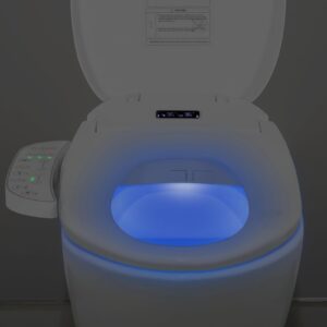 Electric Bidet Toilet Seat, Warm Water Bidet for Rear and Front Washing, Self-Cleaning Nozzle, Elongated V-shaped Heated Toilet Seat with Dryer, Touch Panel, SoftClose Lid, LED Light and Deodorization