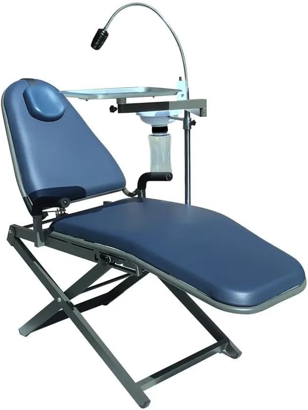 REEHUT Portable Patient Chair with Tray with Integrated LED Exam Light with Dentist Stool + Nylon Bag