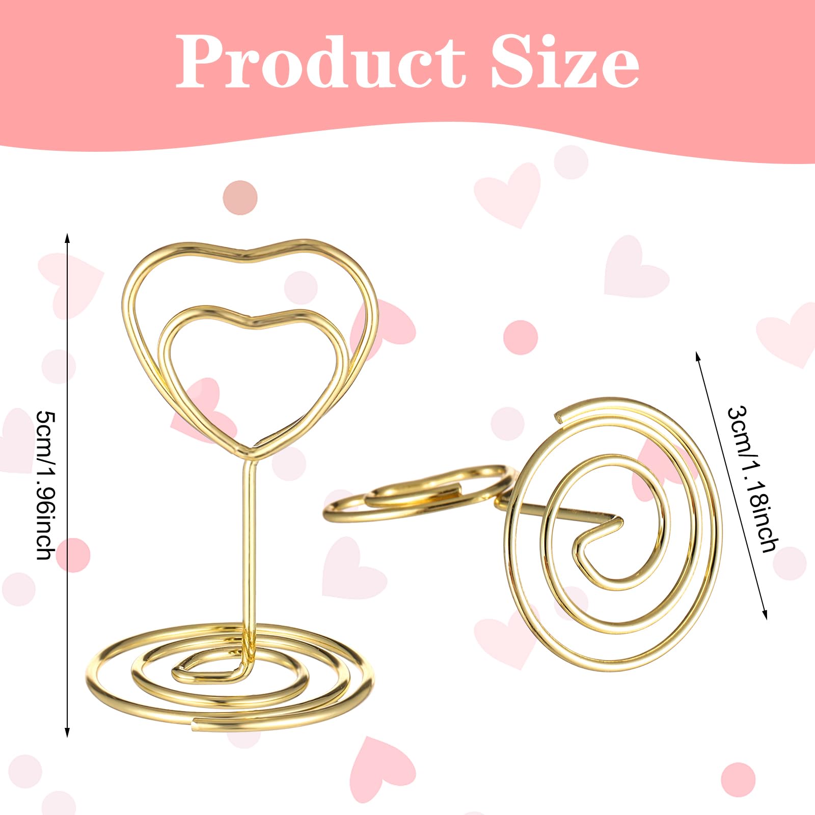 Gjinxi 20PCS Table Number Holders, Place Card Holders, Mini Table Card Holders Photo Holders for Tables, Picture Holder for Tables, Cards Stand with Heart Shaped Clip for Wedding, Photos, Memo Notes