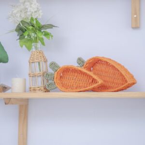 YRMT Small Storage Baskets for Entryway, Carrot Shape Decorative Bowl Basket, Paper Rope Woven Basket Organizer for Candy, Keys, Wallet, Cute Home Decor Set of 2