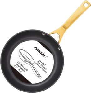 msmk nonstick frying pan 8 inch black, designed enamel exterior coating withstand high temperature and fade resistance, pfoa free induction omelet pan, oven safe, dishwasher safe