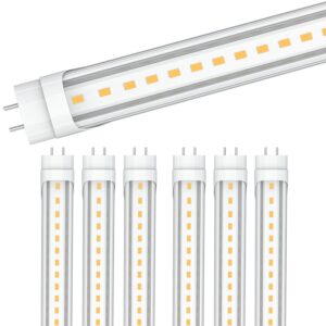 t8 t12 led tube light bulbs 4 foot, etl dlc litsted, plug & play or ballast bypass, super bright 24w 5000k 3120lm durable type a+b light tube, t8 4ft fluorescent tube replacement (6 pack clear)