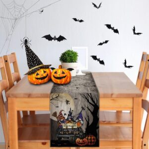 Nialnant Scream Table Runner, Spooky Gnome Truck Trees Table Runners for Birthday Decorations Kitchen Dining Party Indoor Outdoor - 13 x 72 Inch