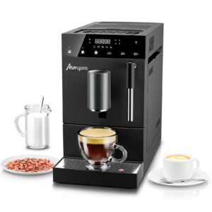 ahongem coffee maker for cappuccino brew: single serve espresso machine automatic with built-in grinder - classic milk frother for kitchen office cafetera