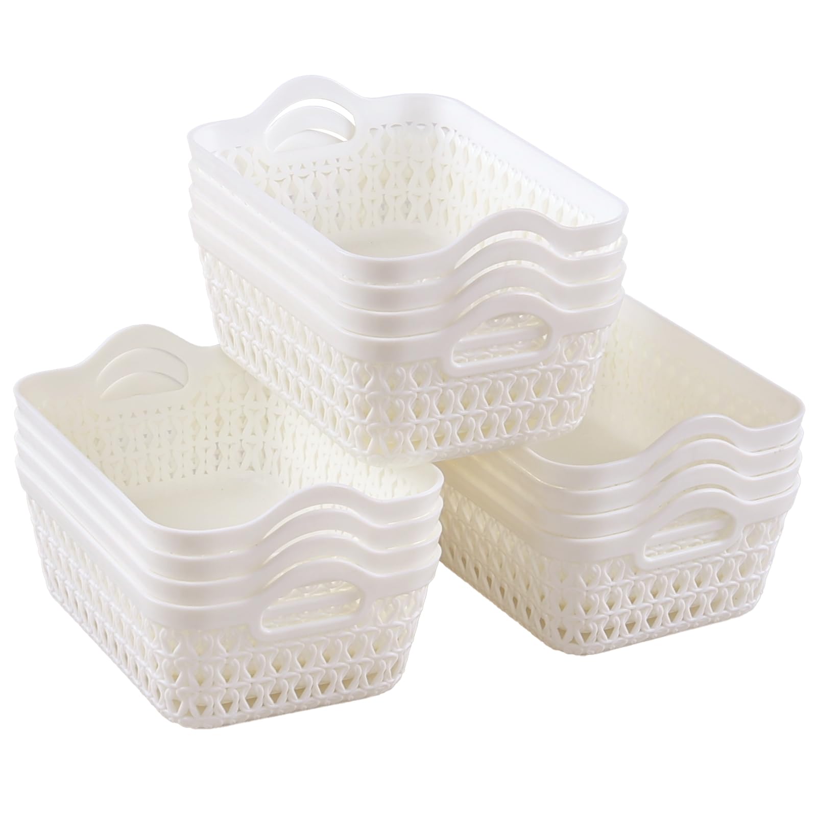 Loiycg 12 Packs Mini Plastic Storage Baskets Tray, White Desktop Tray Basket