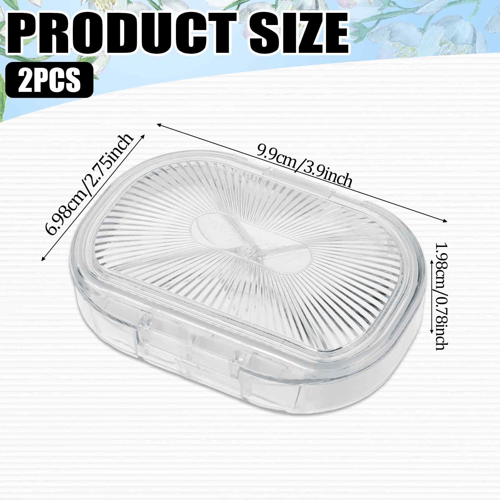 Qianyu 2 Pcs Small Storage Case Hair Tie Organizer Portable Travel Cotton Swab Container Daily Vitamin Pill Rectangle Clear Flosser Dispenser for Tiny Item Hair Accessories Home Offices Business Trip