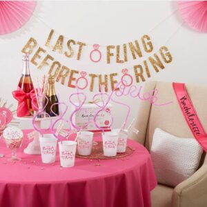 GREAWOD 12pcs Glitter Bachelorette Party Decorations Straws, Bride party Favors Bridal Shower Wedding Engagement Party Decorations,1 Pink Glitter Bride Straws And 11 Pink Glitter Diamond Ring Straws