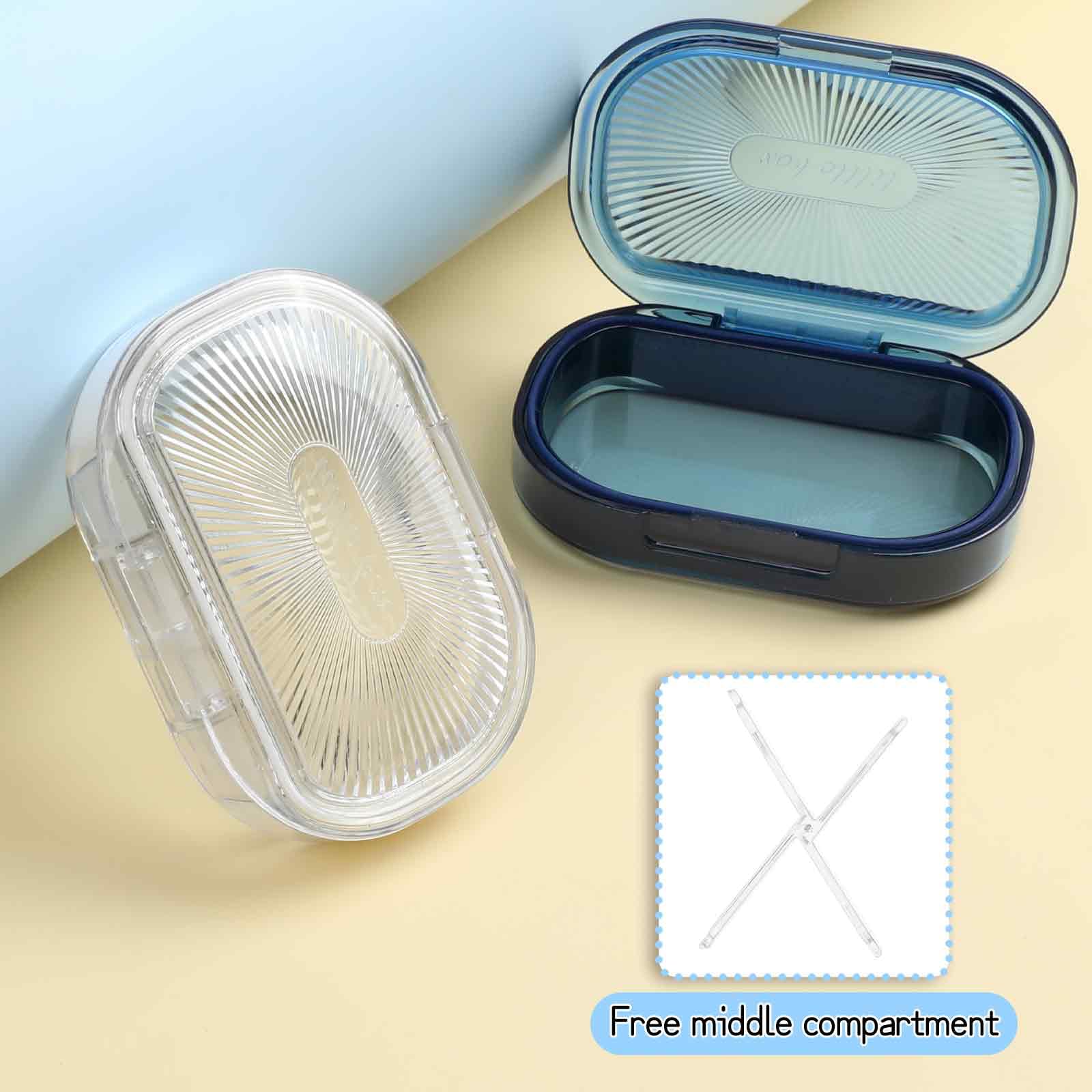 Qianyu 2 Pcs Small Storage Case Hair Tie Organizer Portable Travel Cotton Swab Container Daily Vitamin Pill Rectangle Clear Flosser Dispenser for Tiny Item Hair Accessories Home Offices Business Trip