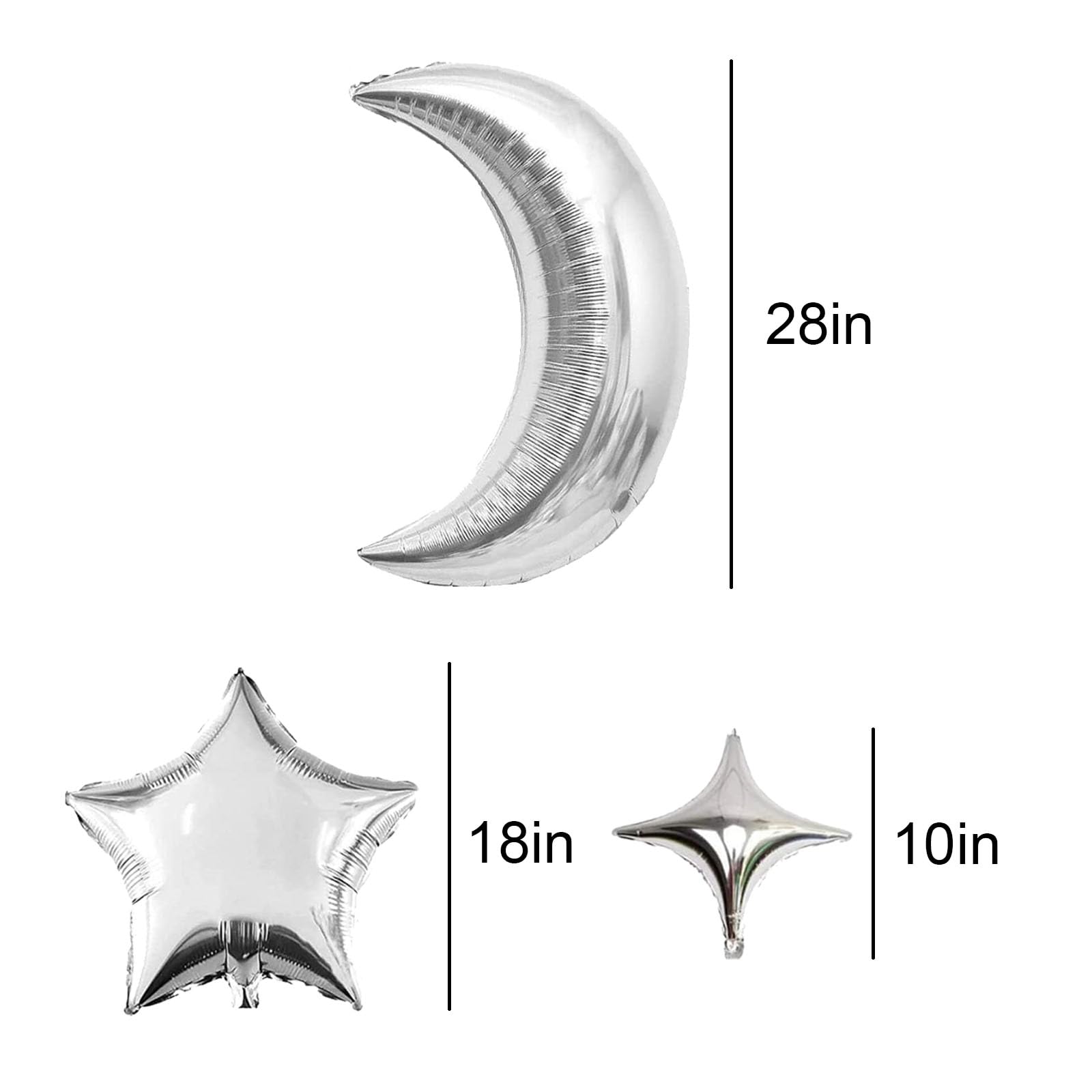 GOTPASS Moon Star Shape Foil Balloons Set Large Moon Aluminum Foil Balloons for Baby Shower Birthday Wedding Graduation Anniversary Party Decorations