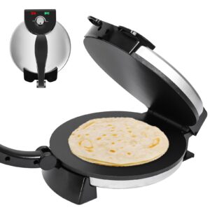 electric tortilla press roti maker 10inch, tortilla maker multipurpose automatic chapati maker with removable handle, non-stick cooking plates for homemade tortillas