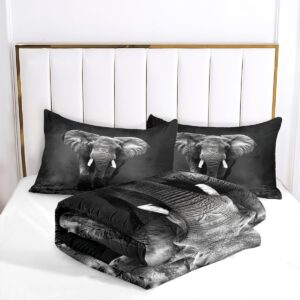 CCoutueChen Elephant Comforter Set King Size Black Elephants Bedding Set Bohemian Animal Bedding Sets Exotic Animals Comforters Ultra Soft Down Alternative Comforter Sets for Boys Teens Kids