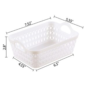 Loiycg 12 Packs Mini Plastic Storage Baskets Tray, White Desktop Tray Basket