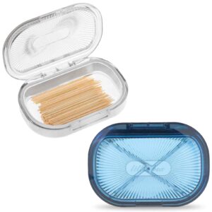 qianyu 2 pcs small storage case hair tie organizer portable travel cotton swab container daily vitamin pill rectangle clear flosser dispenser for tiny item hair accessories home offices business trip