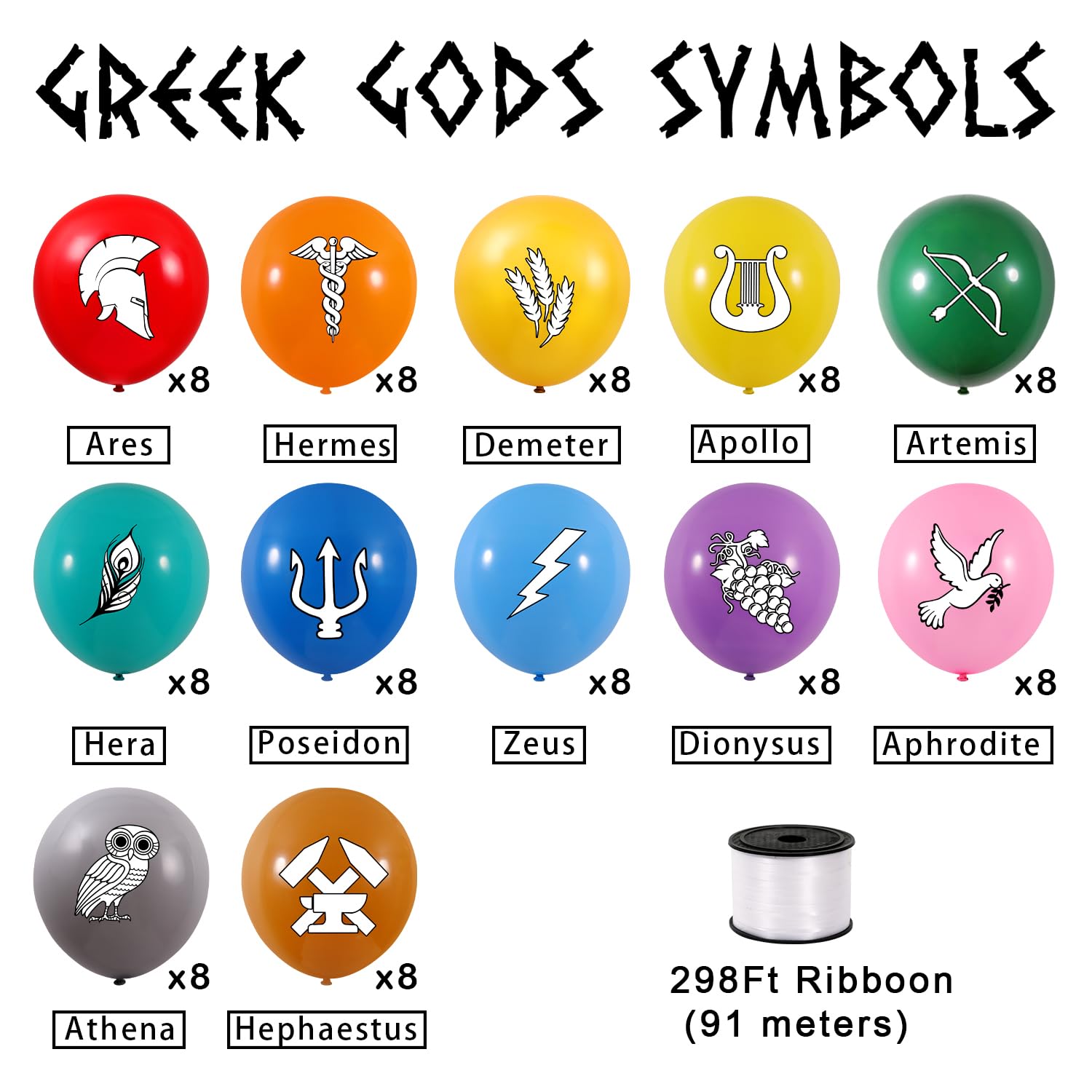 Greek Mythology Balloons, 96pcs Greek God Balloons, Htabiol Greek Mythology Party Decorations, Greek God Party Decorations, Suit for Greek Mythology Birthday Party, Percy Jackson Birthday Party