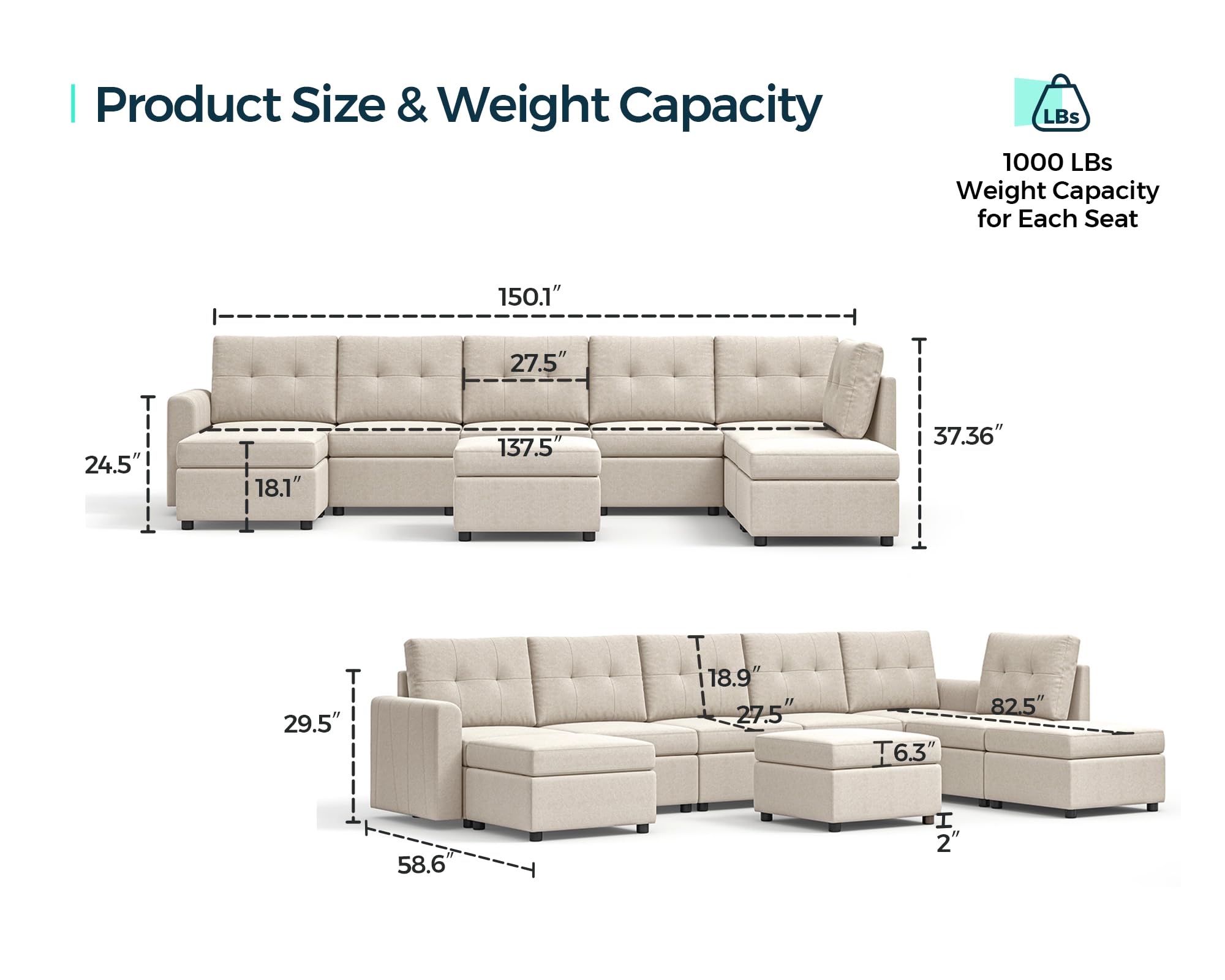 LINSY HOME Rubik III Sectional Couch