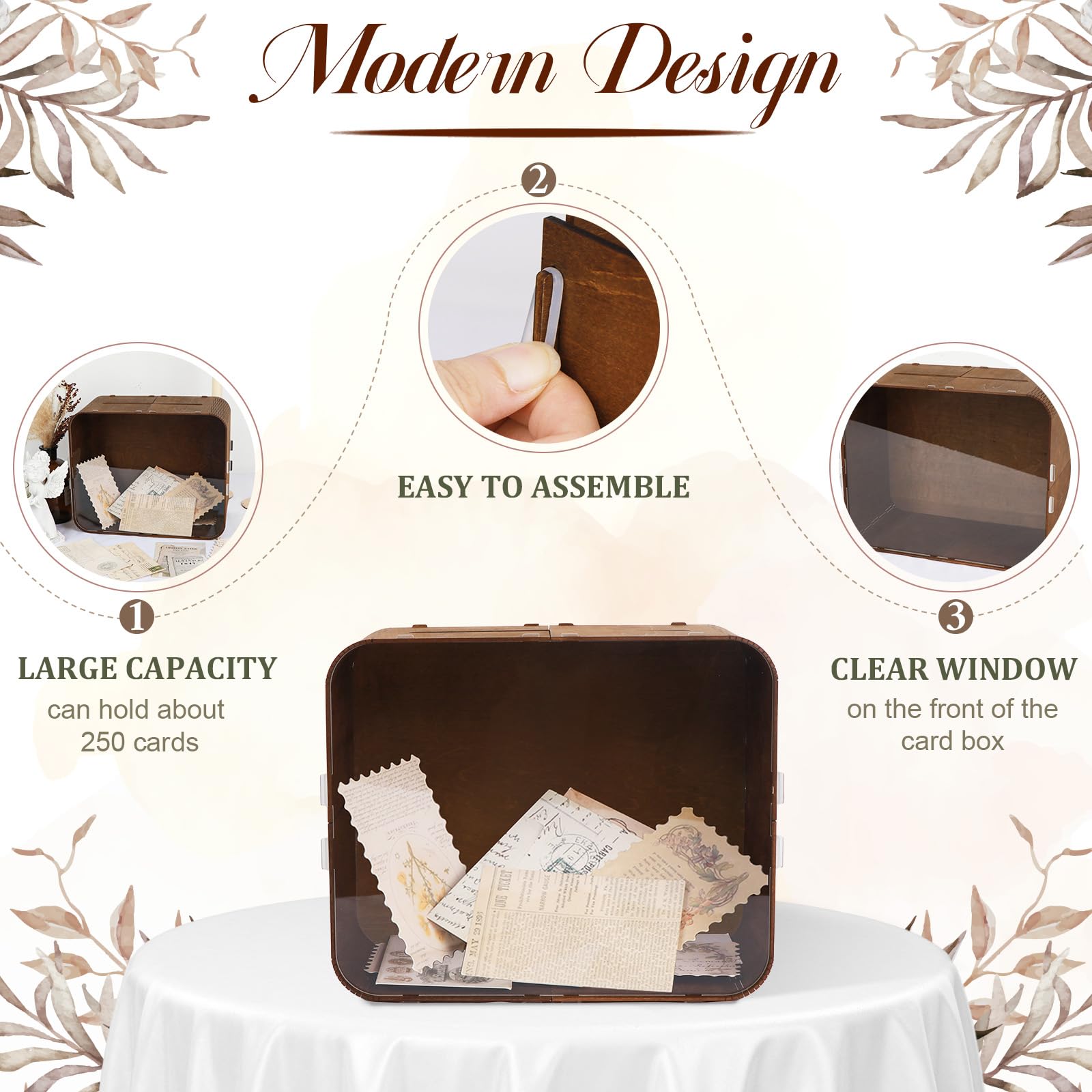 OurWarm Wooden Wedding Card Box for Reception, Rustic Gift Card Box for Wedding with Acrylic Window, Large Wedding Envelope Money Card Box for Party Graduation Birthday Baby Shower Decorations