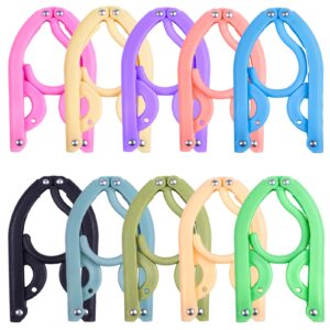 10 pcs foldable travel hangers portable plastic clothes hangers colored folding hangers, travel accessories clothes drying rack for cruise ship hotel dormitory school home laundry(10 colors)