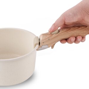 MOKIKA Removable Handle Wood-Like, Detachable Handle Cookware, Universal Pots and Pans Handle Replacement, Removable Pan Gripper Suitable for All Cookware