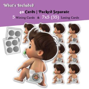 VAVINCI Baby Shower Scratch Off Games, Funny Lottery Card Ice Breaker for Baby Shower Party Favor Supplies, 40 Set Boys.