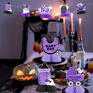 Halloween Baby Shower Honeycomb Centerpieces, A Little Boo Is Almost Due Table Toppers Black Purple, Gender Reveal Pregnancy Celebration Table Topper Decorations Supplies 8pcs