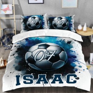 Jeminise Soccer Comforter Set - Custom Soccer Bedding with Name & Number Warm Comforter Twin for Soccer Fan Boys Soccer Room Decor for Boys (Soccer CFT-09, Twin/Full/Queen/King)