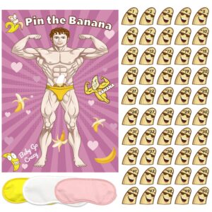 qingruigo bridal shower games pin the banana on the hunk,wedding engagement girls night pin the ring game 50 stickers includes large poster single girl party night games