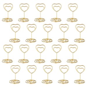 Gjinxi 20PCS Table Number Holders, Place Card Holders, Mini Table Card Holders Photo Holders for Tables, Picture Holder for Tables, Cards Stand with Heart Shaped Clip for Wedding, Photos, Memo Notes