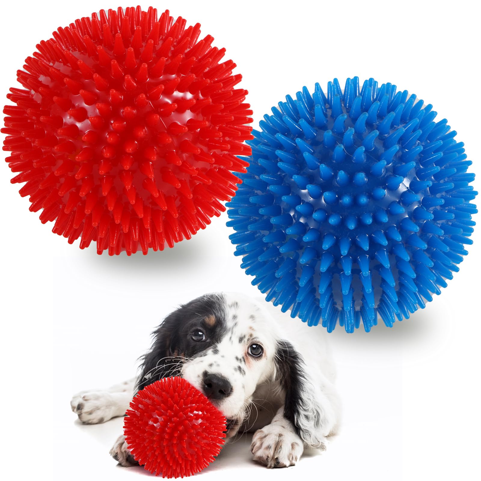 Vatrepeo 4.5'' Dog Balls 2 Pack Squeaky Dog Toys for Large Dog Spikey Dog Ball for Aggressive Chewers Squeaky Balls for Dog Balls