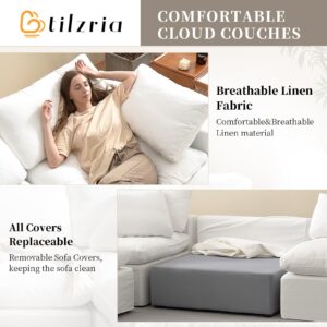 Gtilzria Sectional Couches for Living Room,Down Filled Comfy Sofas,White Modular Couch with Linen Fabric,L Shaped Convertible Sofa with Removable Cushion Covers,for Modern Apartment Office