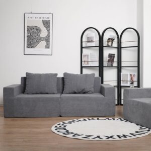 N&V Foam Sofa, Made with All Foam, Great for Livingroon and Bedroom (Grey, Love Seat)