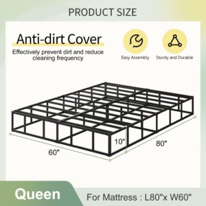 Lutown-Teen 10 Inch Queen Box Spring High Profile, Heavy Duty Metal Box Spring for Queen Bed Base with Fabric Cover, Mattress Foundation, Noise Free, Easy Assembly