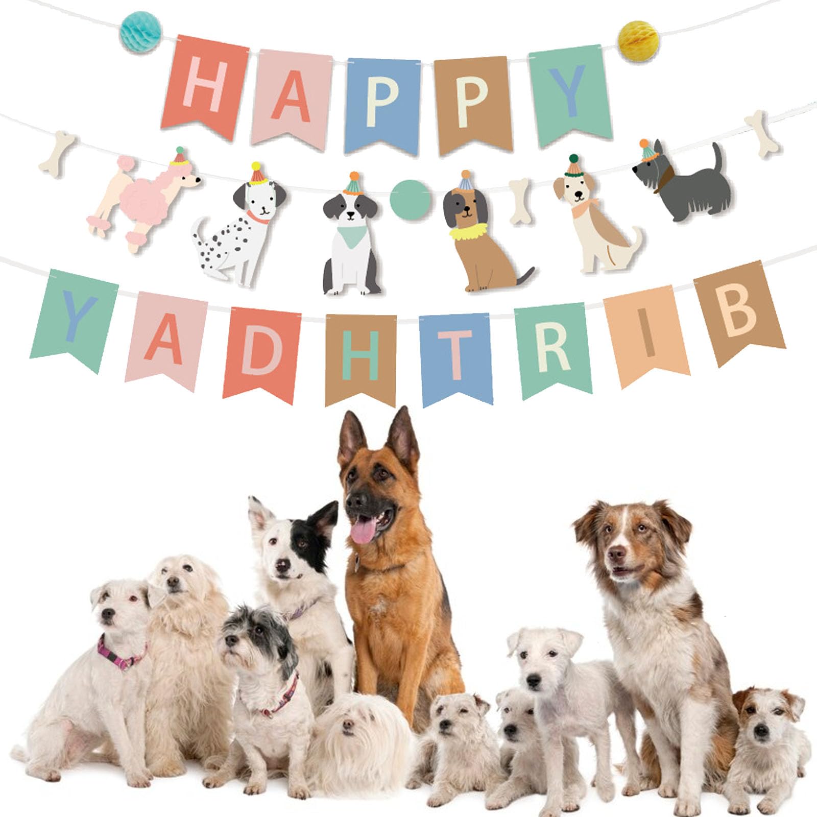 GOTPASS Dog Birthday Banner Dog Themed Party Supplies Baby Shower Kids Baby Dog Birthday Party Decorations