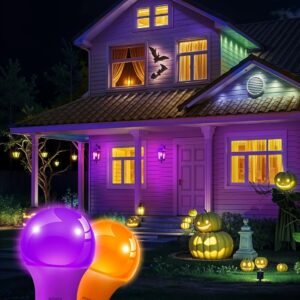 MCDYLUK LED A19 Purple Light Bulbs, 9W (60W Equivalent), E26 Base LED Purple Bulb, Non-Dimmable, Halloween Decoration, Party Decoration, Porch, Front Door, Home Lighting, Holiday Lighting, Pack of 3