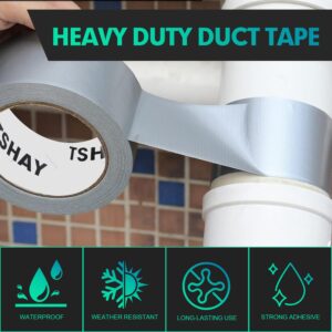 TSHAY Duct Tape, 6 Pack Heavy Silver Duty Duct Tape, Tear by Hand, All Weather, No Residue, 30 Yard x 2 Inch Per Roll - Bulk for Indoor Outdoor Repairs Industrial Use