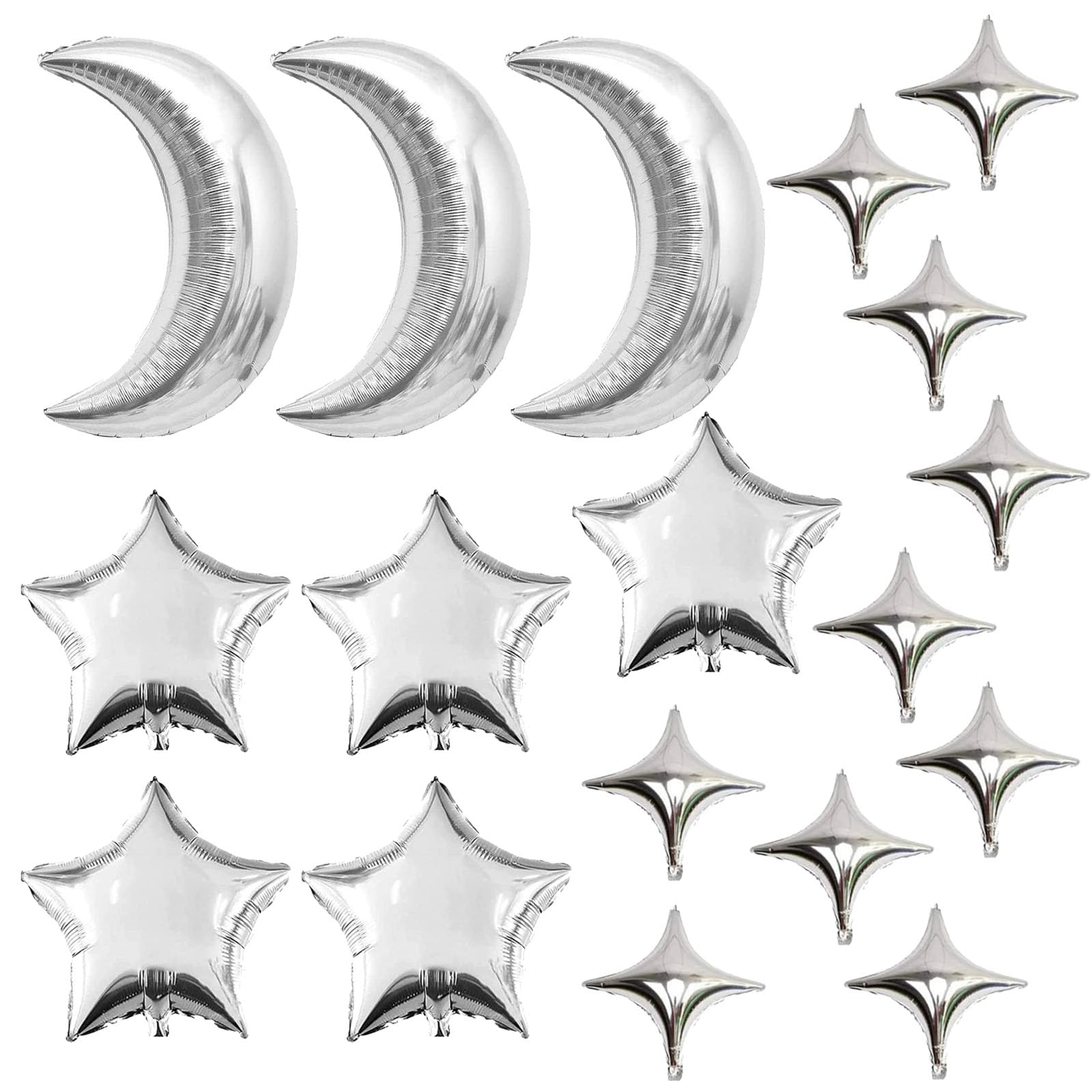 GOTPASS Moon Star Shape Foil Balloons Set Large Moon Aluminum Foil Balloons for Baby Shower Birthday Wedding Graduation Anniversary Party Decorations