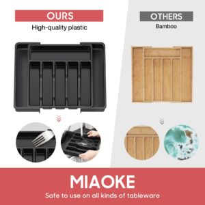 MIAOKE Silverware Organizer,Expandable Utensil Drawer Organizer with Dividers,3 Individual Square Slots,Kitchen Drawer Organizer for Forks,Knives and Other Kitchen Utensils and Cutlery Bedroom Office