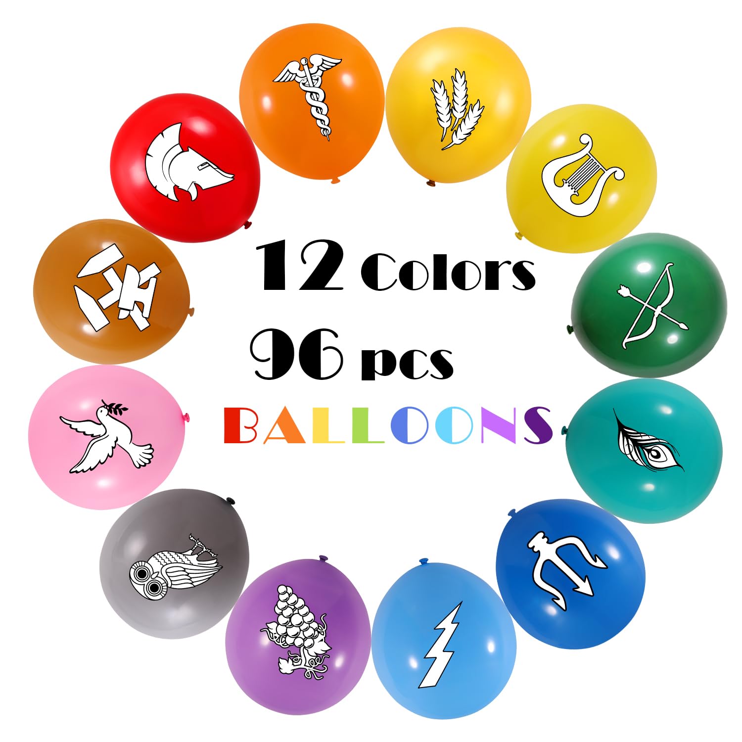 Greek Mythology Balloons, 96pcs Greek God Balloons, Htabiol Greek Mythology Party Decorations, Greek God Party Decorations, Suit for Greek Mythology Birthday Party, Percy Jackson Birthday Party