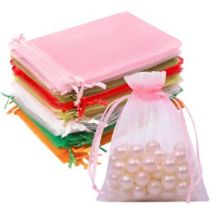 crweety 50 pcs organza bags-mix color 3x4 inch, small gift bags goodie bags small mesh bags drawstring for wedding party favor christmas