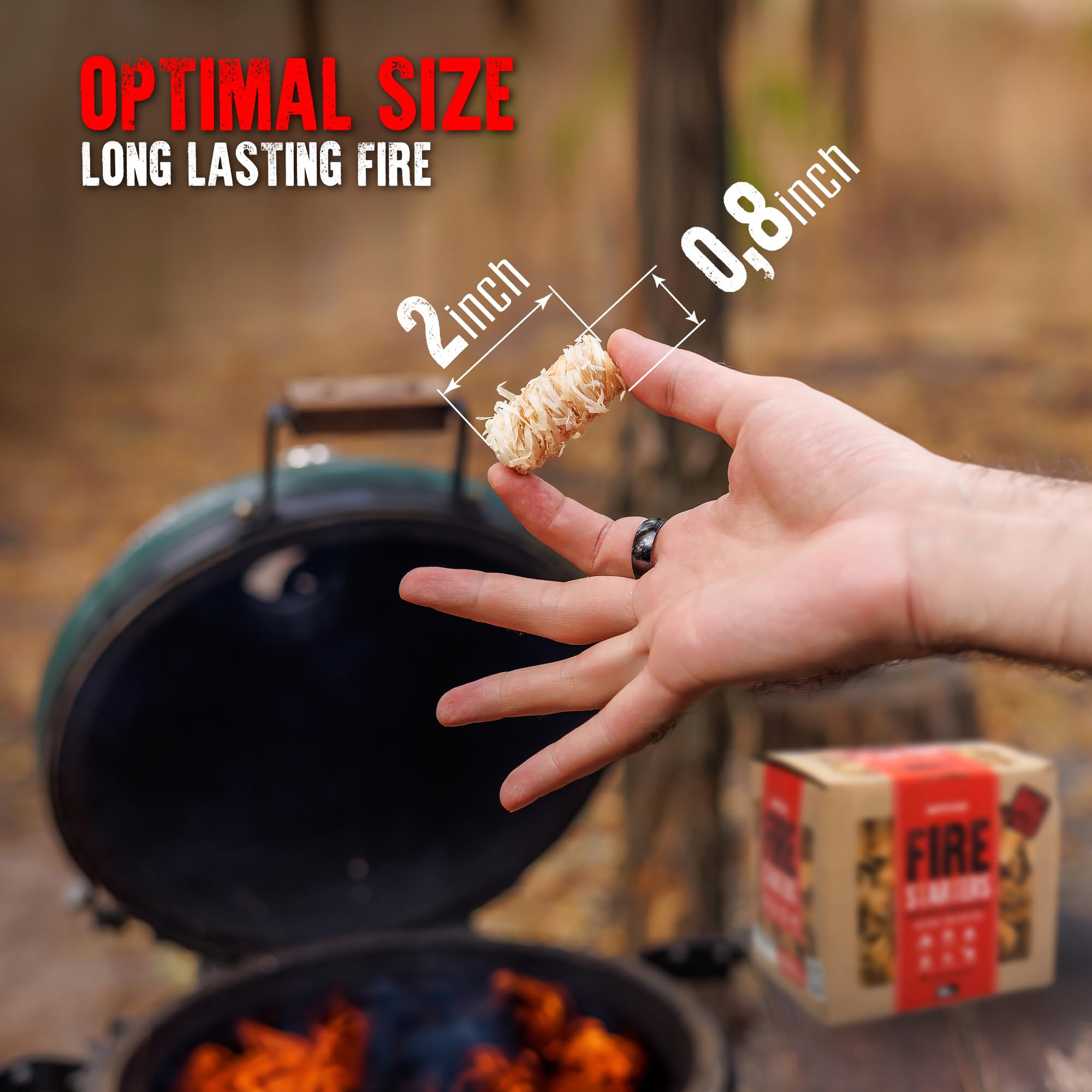 100 pcs Fire Starter for Indoor and Outdoor Use - Natural, Eco-Friendly Firelighter for Grills, Smokers, Fire Pits, Wood Stoves - Waterproof, All-Weather Charcoal Starter, Fire Starters for Campfires