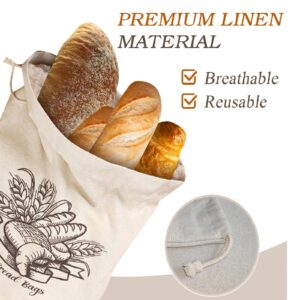 2 Pack of Reusable Bread Bags, Natural Linen Bread Bag for Homemade Bread, Reusable Bread Bags with Liner, Drawstring Linen Bread Bag for Sourdough Storage, Bread Storage (15.7" x12")